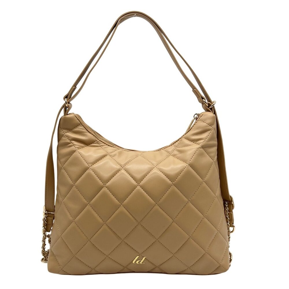 Like Dreams Camel Quilted Convertible Shoulder Bag With Wallet